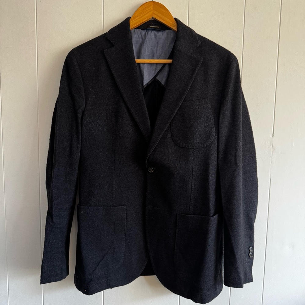 Massimo Dutti Navy Patch Pocket Blazer